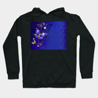 Blue Background with Sapphire Butterflies Hoodie